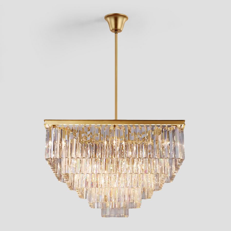 Della Tedem 5-Tier Crystal Square Chandelier