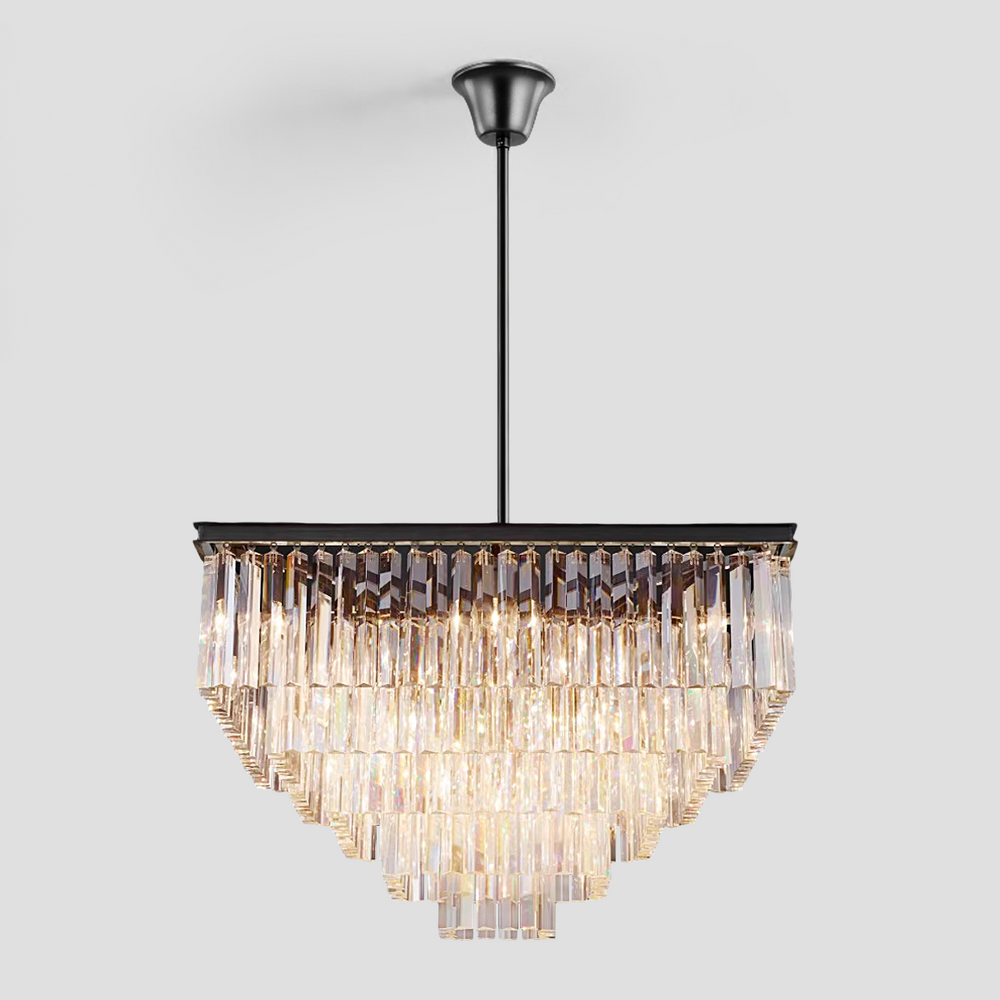 Della Tedem 5-Tier Crystal Square Chandelier
