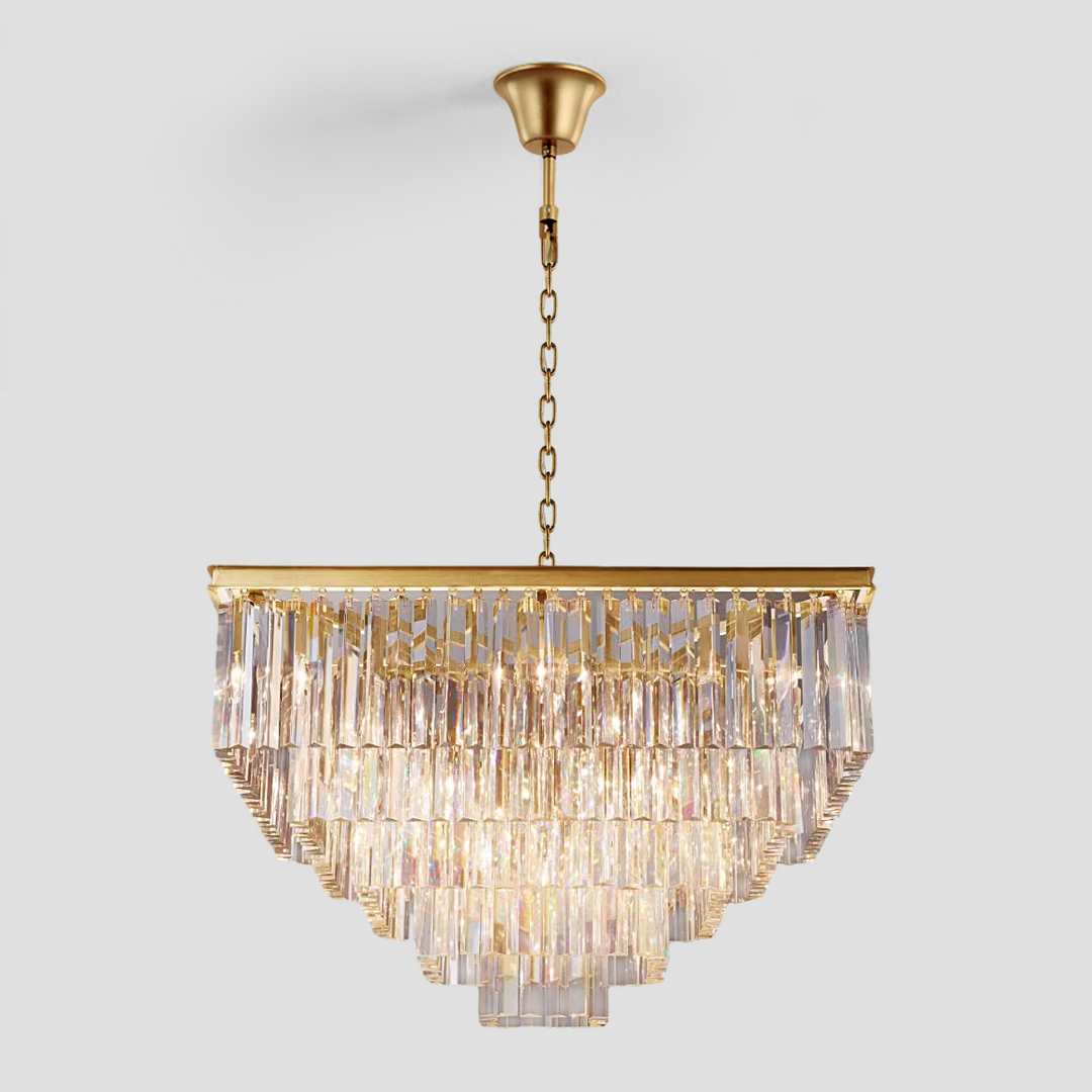 Della Tedem 5-Tier Crystal Square Chandelier