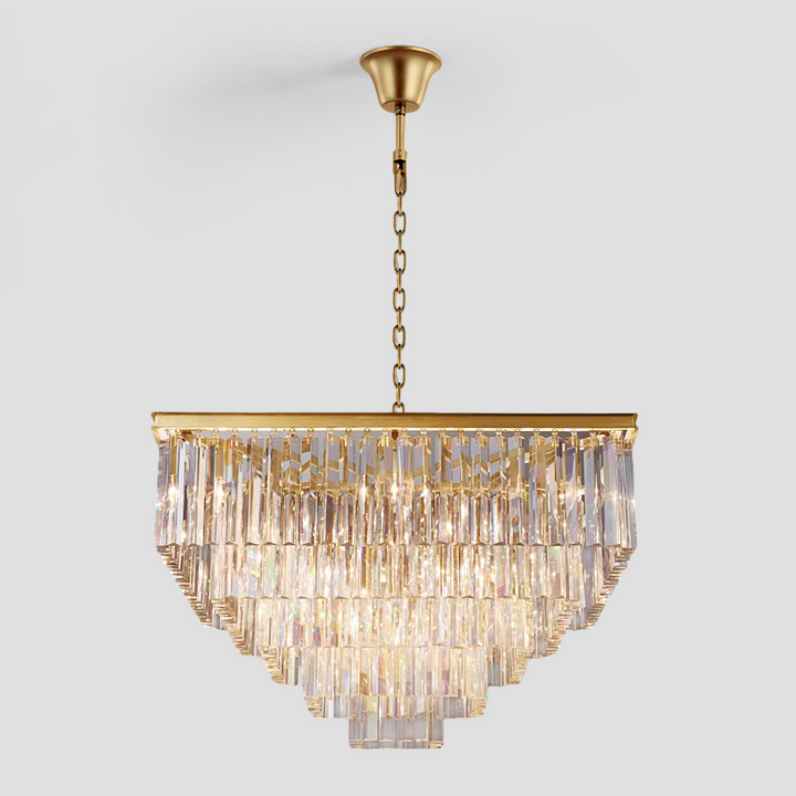 Della Tedem 5-Tier Crystal Square Chandelier