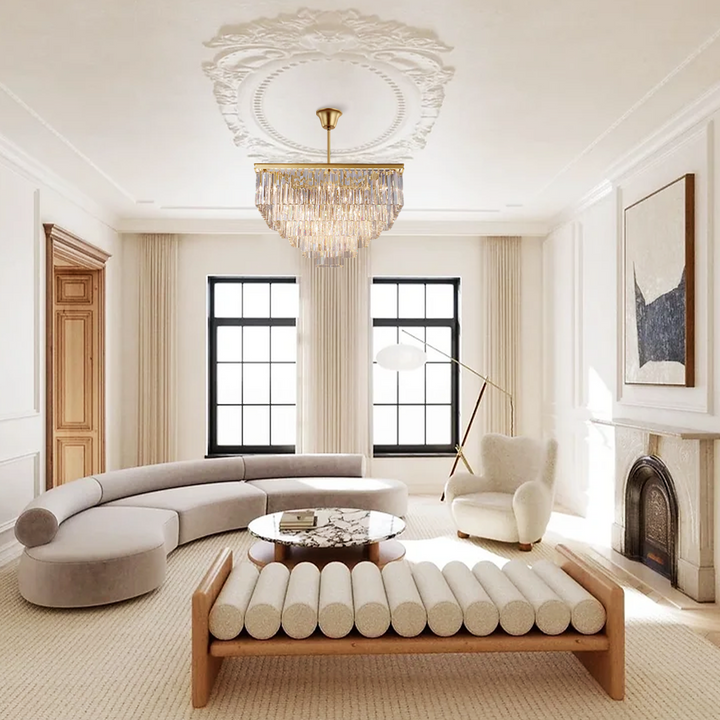 Della Tedem 5-Tier Crystal Square Chandelier