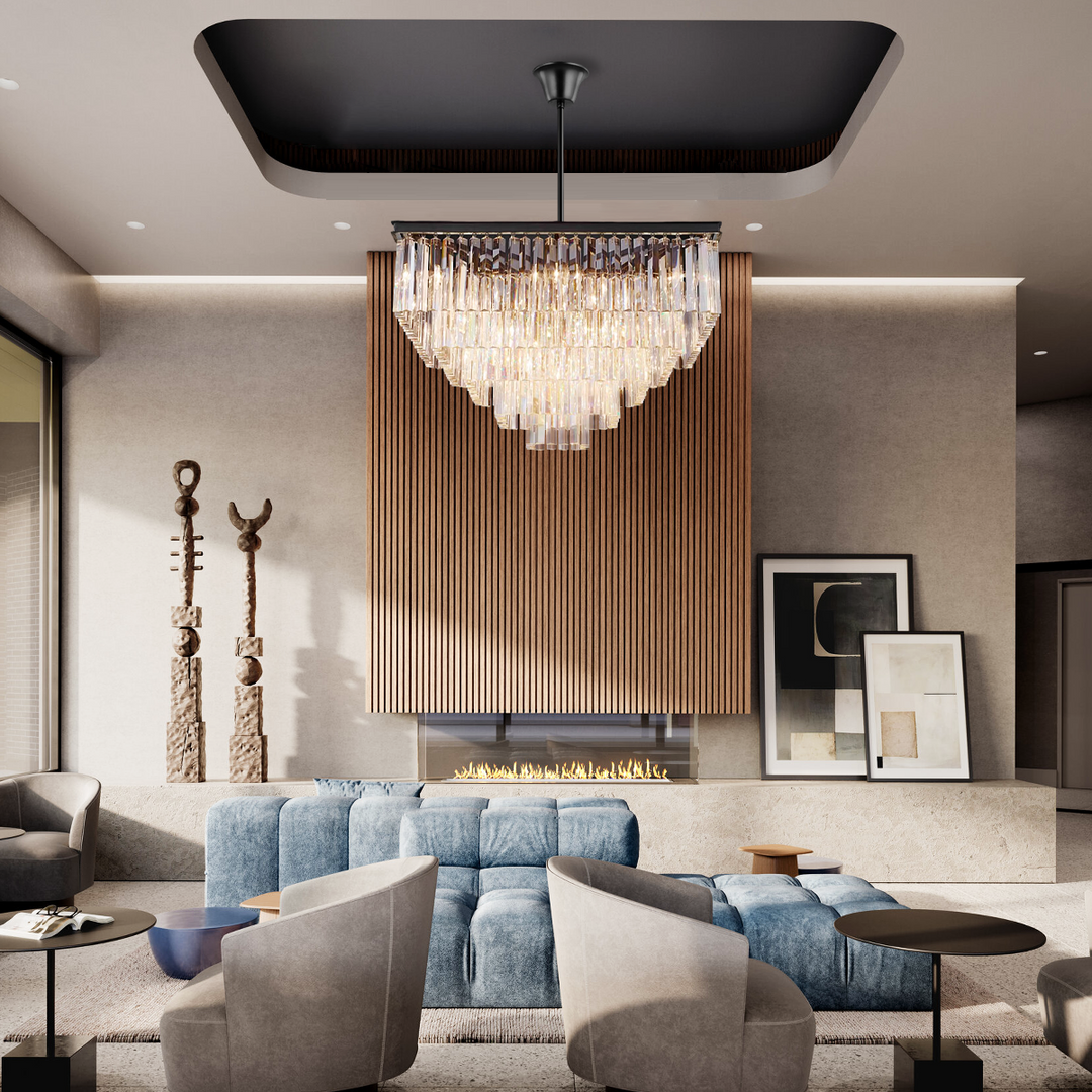 Della Tedem 5-Tier Crystal Square Chandelier