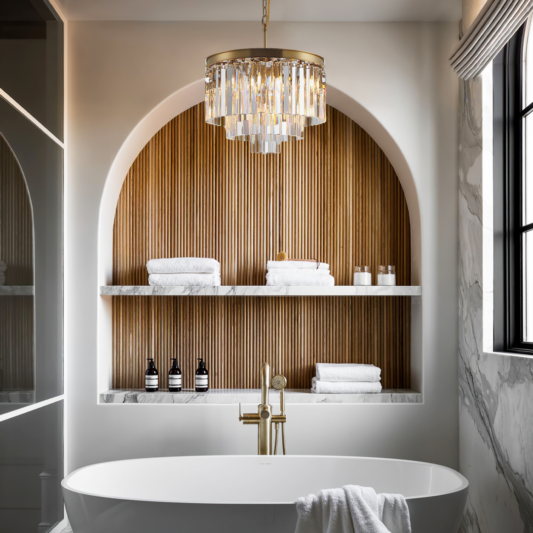 Della Tedem Multi-Tier Clear/Smoke Crystal Round Chandelier