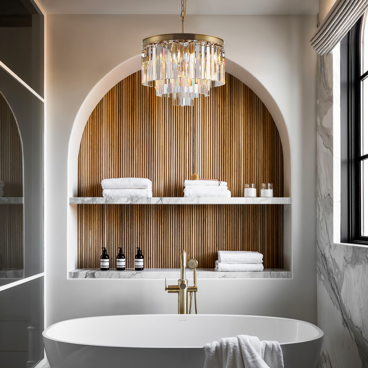 Della Tedem Multi-Tier Clear/Smoke Crystal Round Chandelier