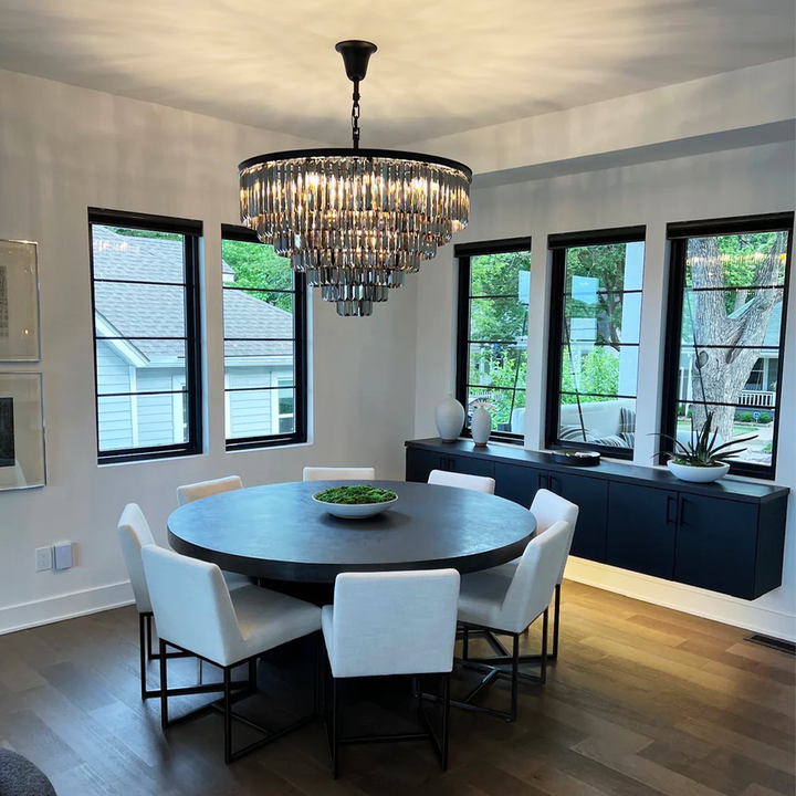 Della Tedem Multi-Tier Clear/Smoke Crystal Round Chandelier