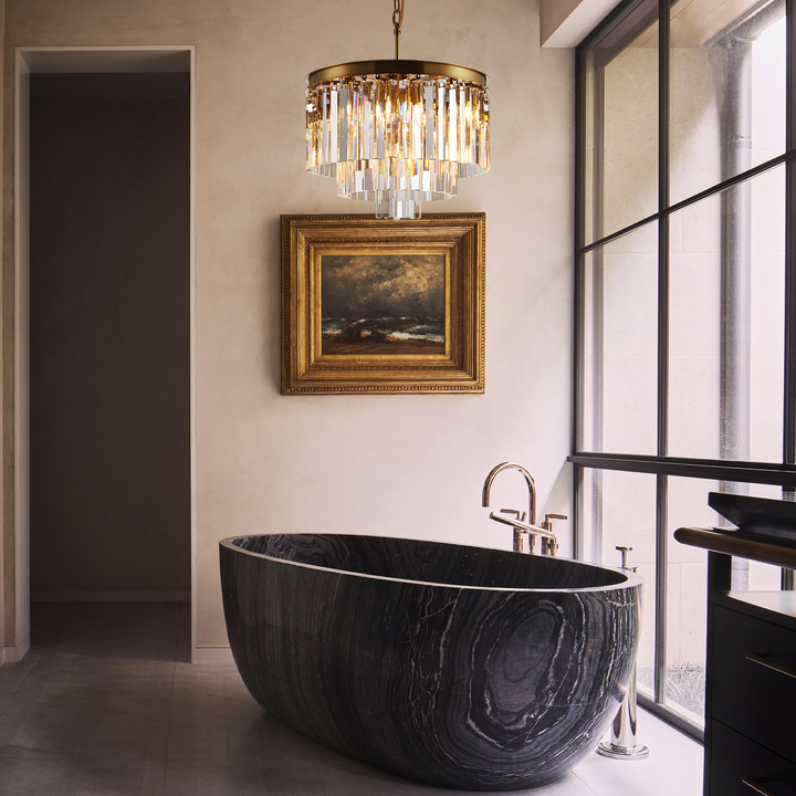 Della Tedem Multi-Tier Clear/Smoke Crystal Round Chandelier