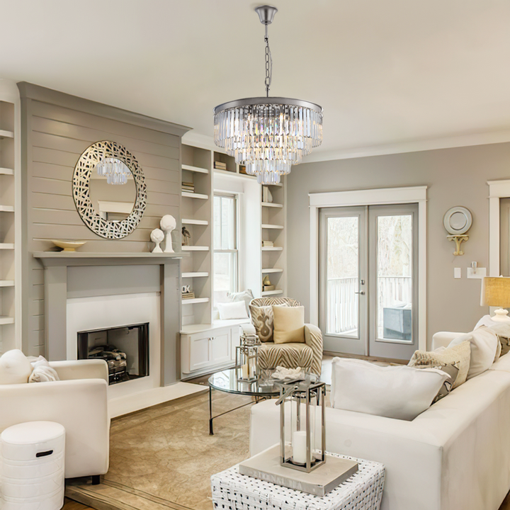 Della Tedem Multi-Tier Clear/Smoke Crystal Round Chandelier