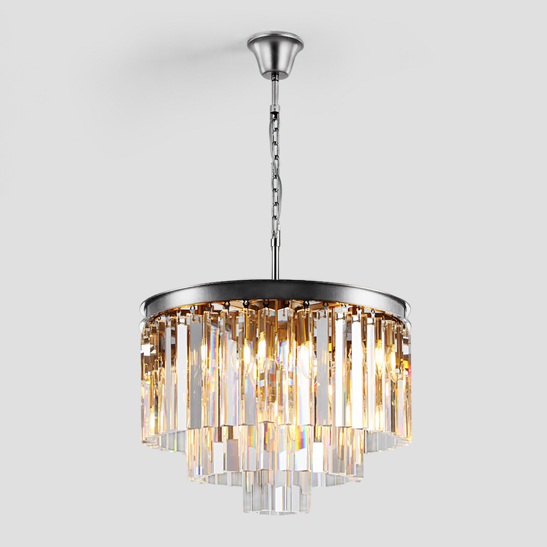 Della Tedem Multi-Tier Clear/Smoke Crystal Round Chandelier