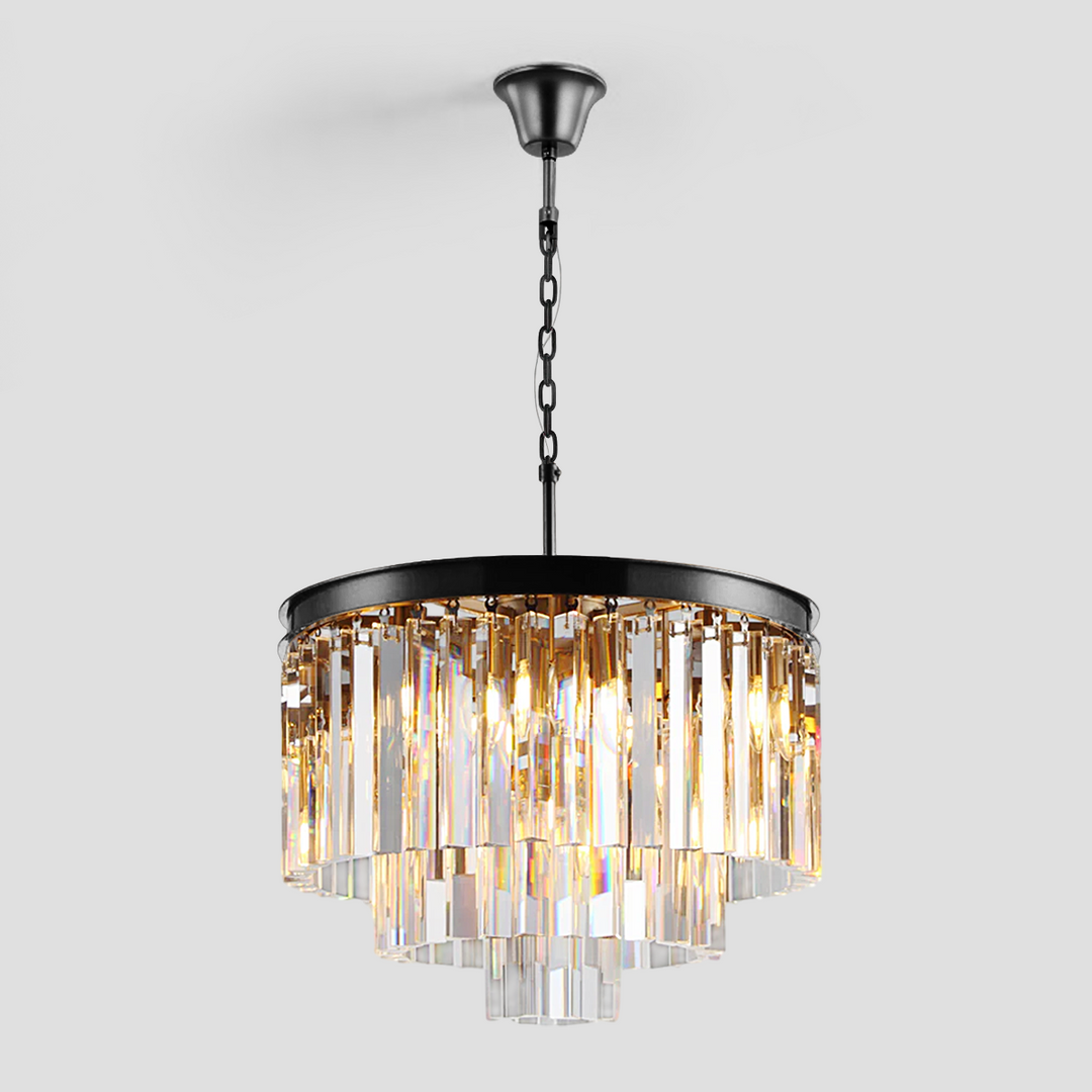 Della Tedem Multi-Tier Clear/Smoke Crystal Round Chandelier