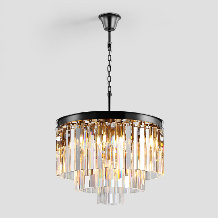 Della Tedem Multi-Tier Clear/Smoke Crystal Round Chandelier