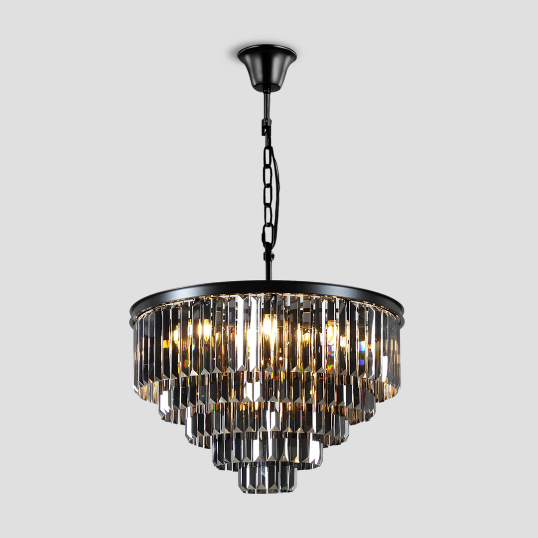 Della Tedem Multi-Tier Clear/Smoke Crystal Round Chandelier