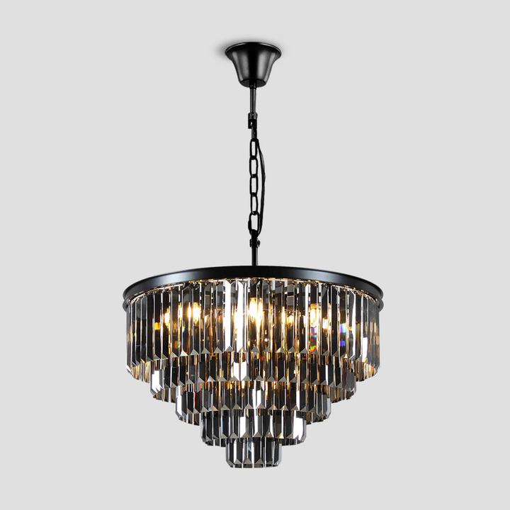 Della Tedem Multi-Tier Clear/Smoke Crystal Round Chandelier
