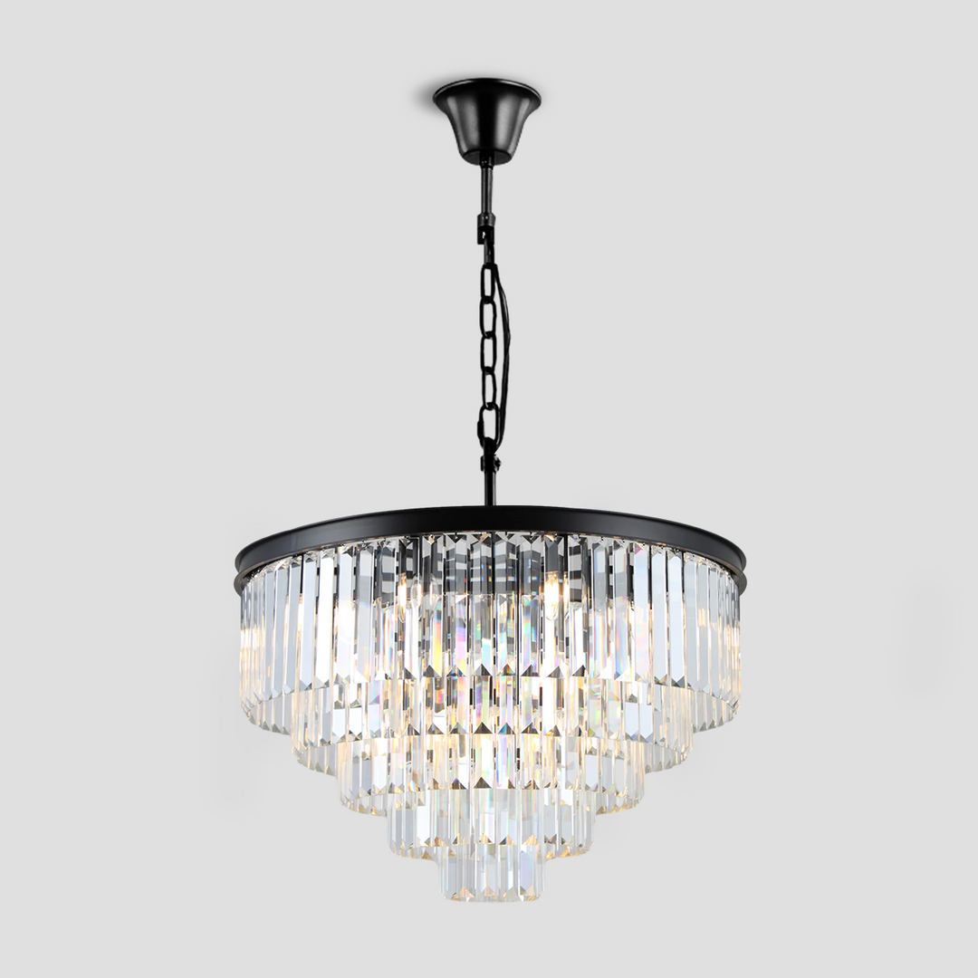 Della Tedem Multi-Tier Clear/Smoke Crystal Round Chandelier