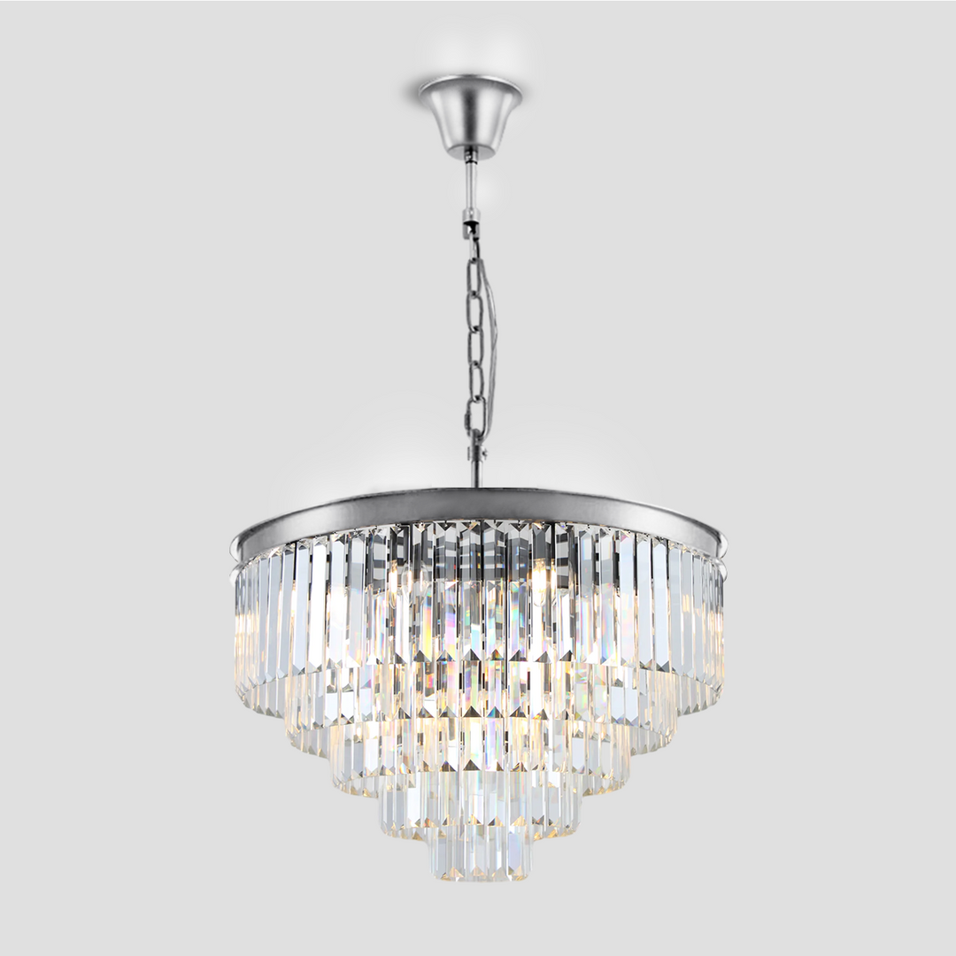 Della Tedem Multi-Tier Clear/Smoke Crystal Round Chandelier