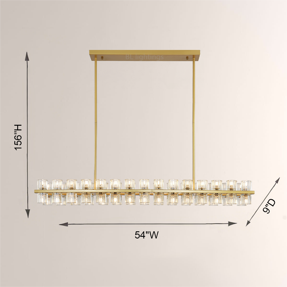 Felix Crystal Rectangular Chandelier 54"