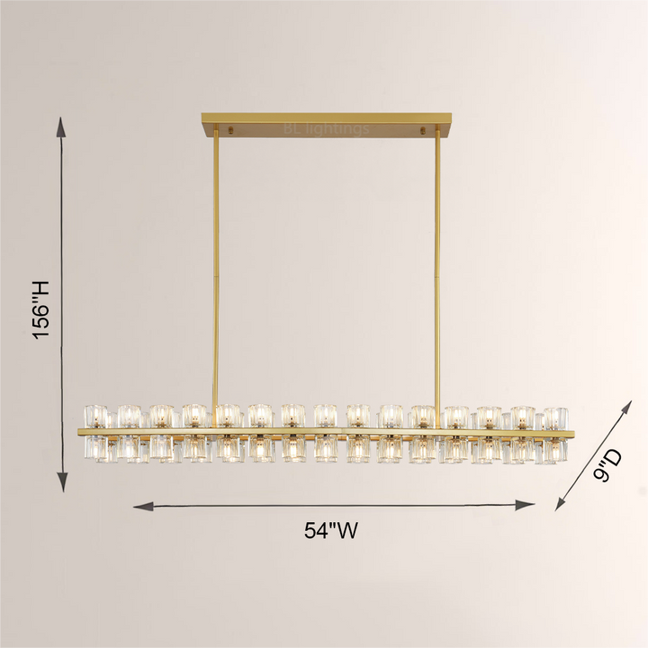 Felix Crystal Rectangular Chandelier 54"