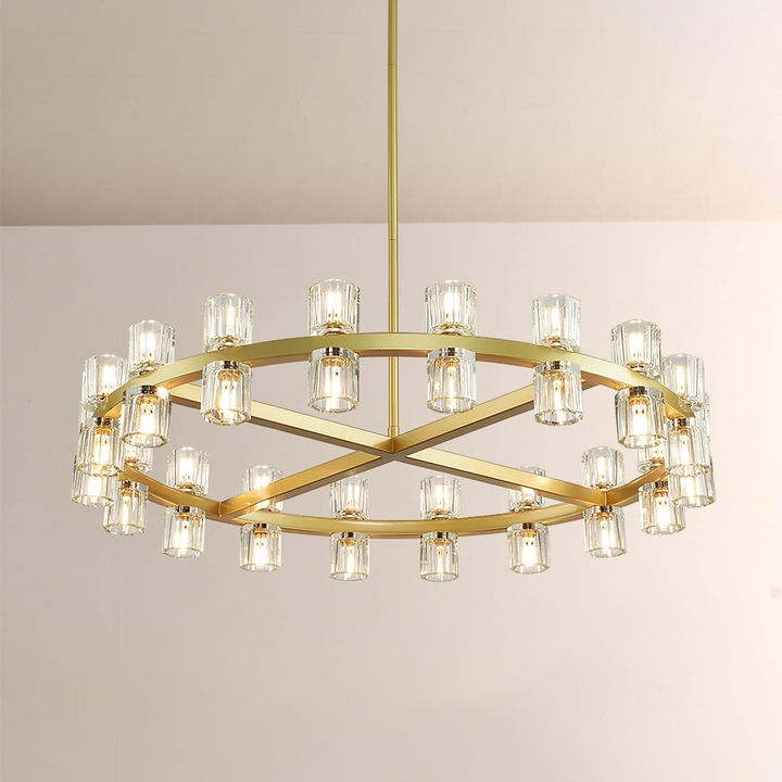 Felix Crystal Shades Round Chandelier 36"