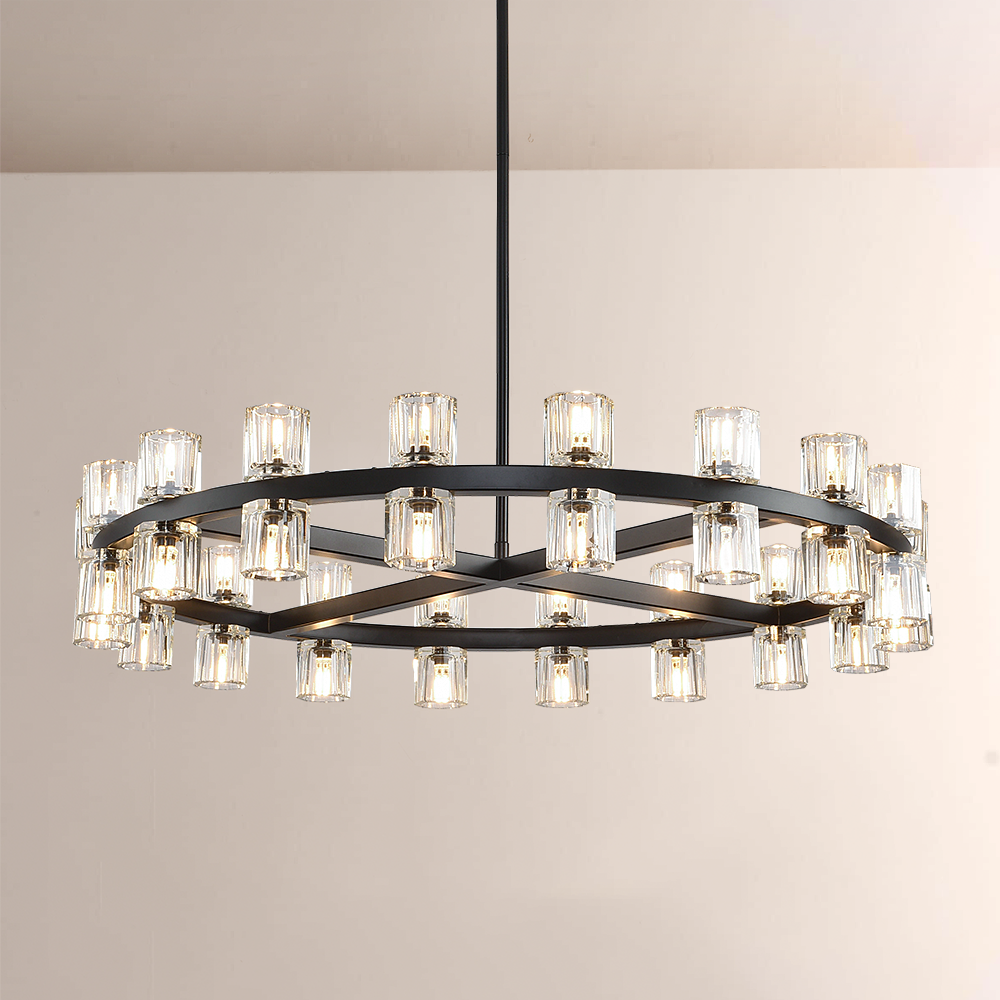 Felix Crystal Shades Round Chandelier 36"