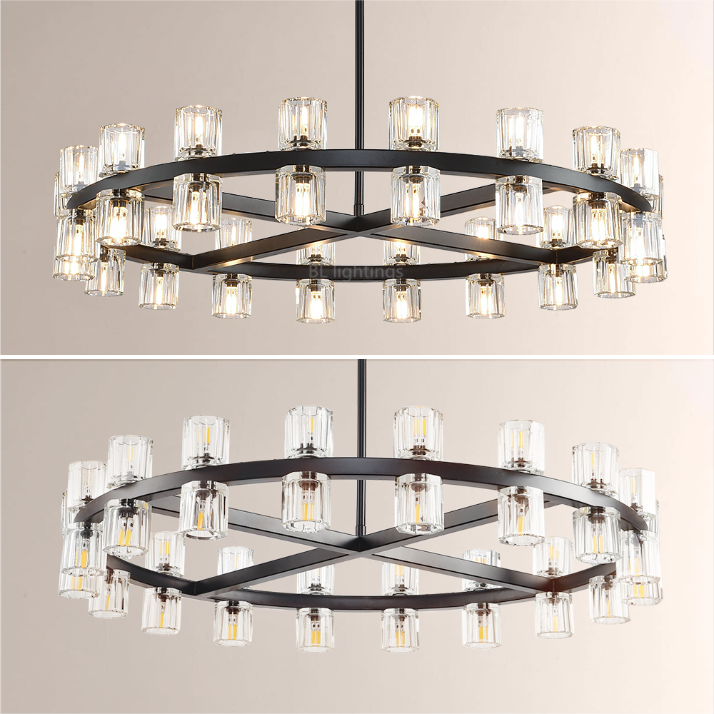 Felix Crystal Shades Round Chandelier 36"