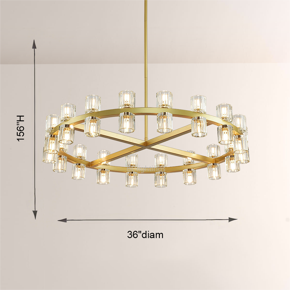 Felix Crystal Shades Round Chandelier 36"