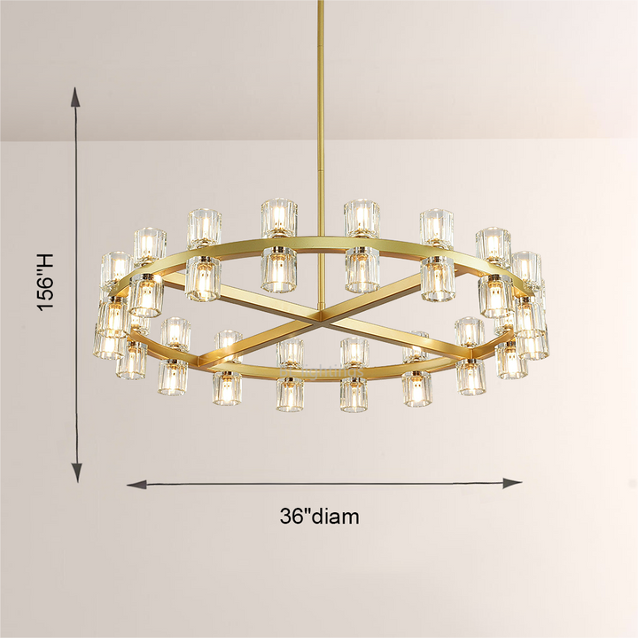 Felix Crystal Shades Round Chandelier 36"