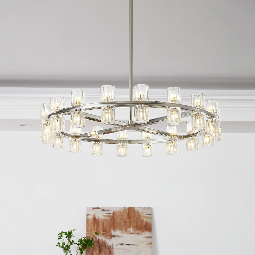 Felix Crystal Shades Round Chandelier 36"