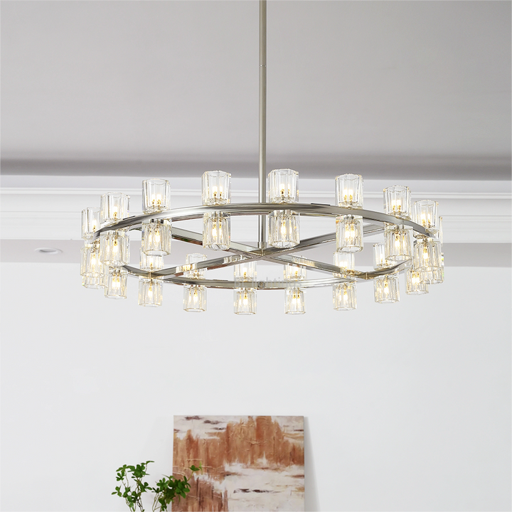 Felix Crystal Shades Round Chandelier 36"