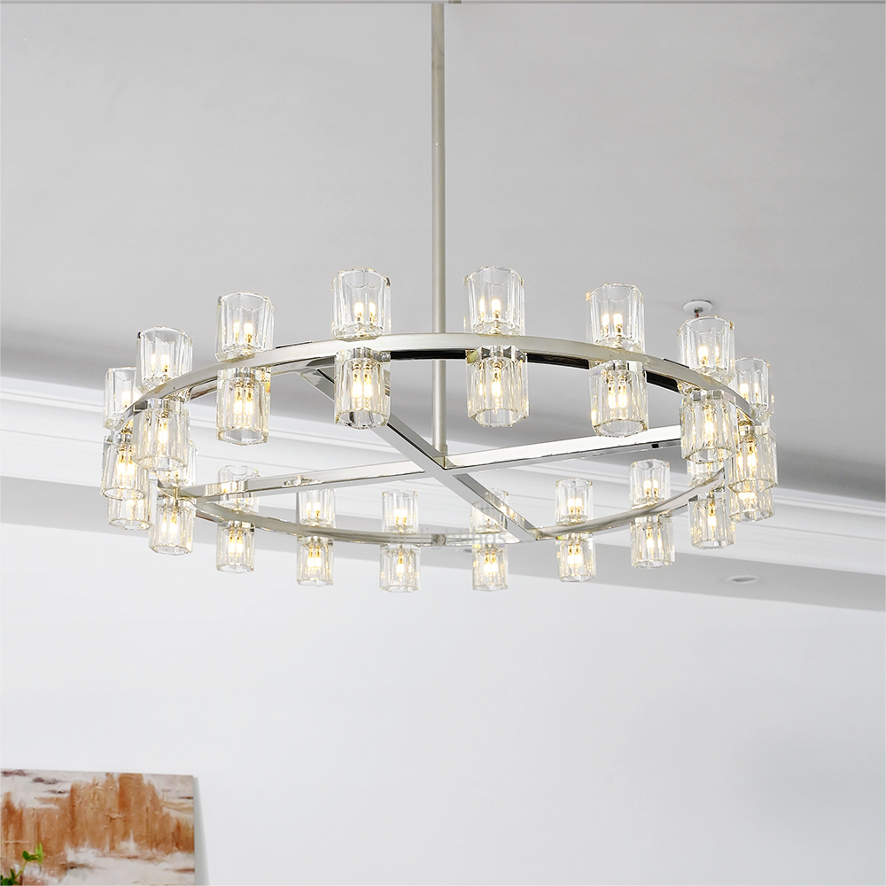 Felix Crystal Shades Round Chandelier 36"