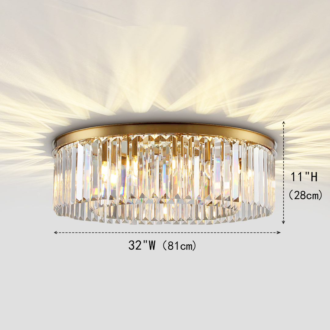 1920s Tedem 1-Tier Crystal Round Flushmount