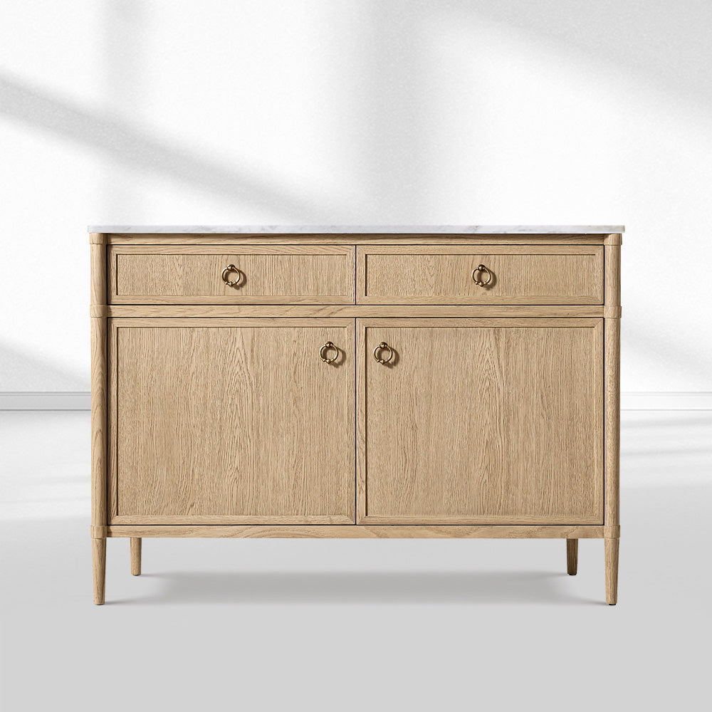 Franois Marble Double-Door Sideboard with Drawers