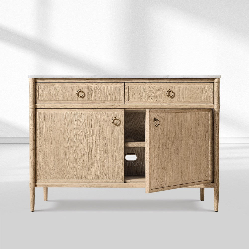 Franois Marble Double-Door Sideboard with Drawers