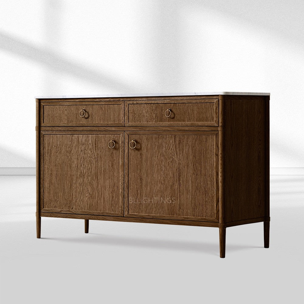 Franois Marble Double-Door Sideboard with Drawers