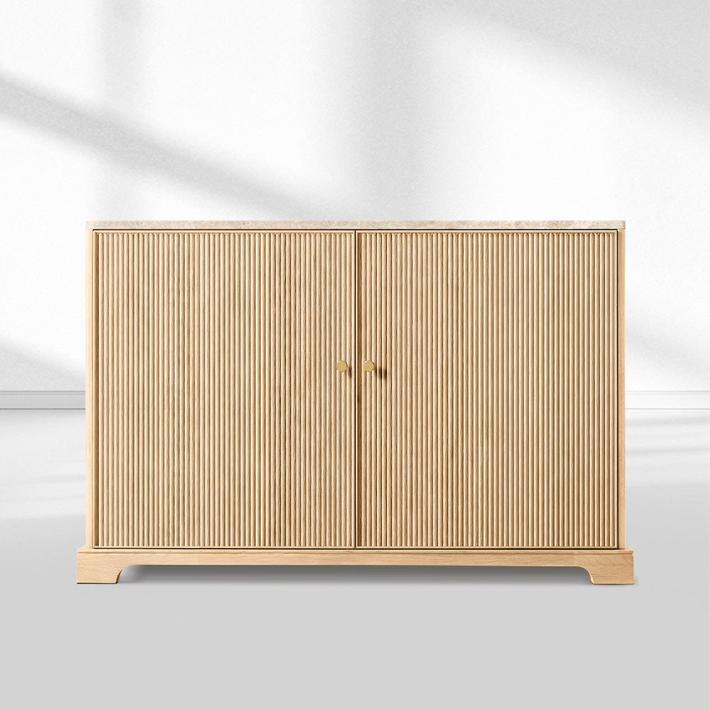 Ganvieve Emperador Reeded Double-Door Sideboard