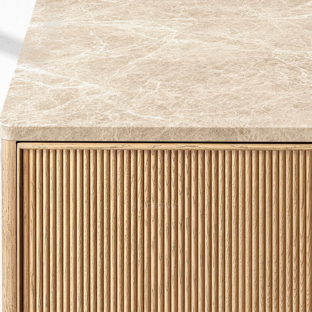 Ganvieve Emperador Reeded Double-Door Sideboard