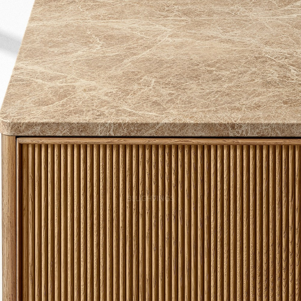 Ganvieve Emperador Reeded Double-Door Sideboard