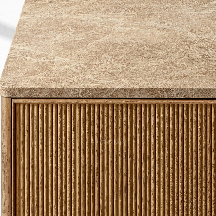 Ganvieve Emperador Reeded Double-Door Sideboard