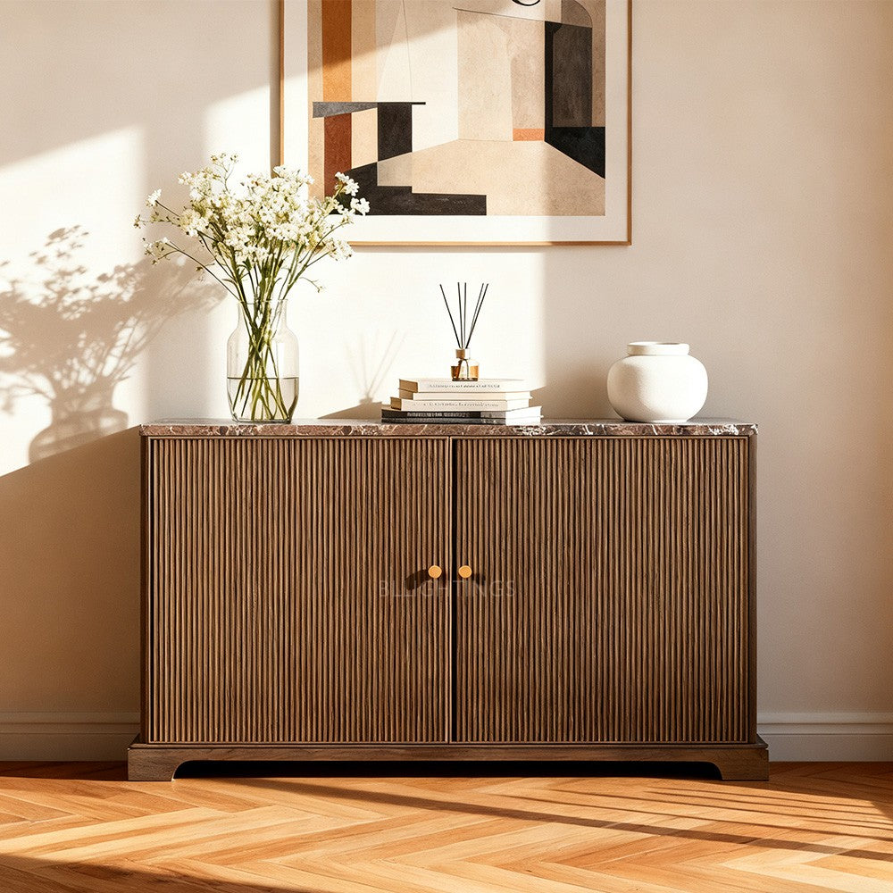 Ganvieve Emperador Reeded Double-Door Sideboard