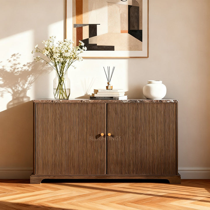 Ganvieve Emperador Reeded Double-Door Sideboard