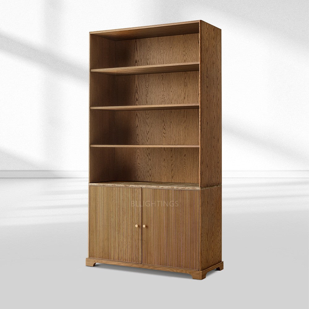 Ganvieve Emperador Reeded Sideboard & Hutch