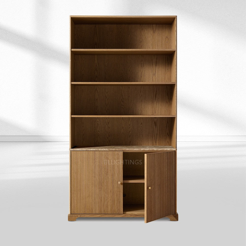 Ganvieve Emperador Reeded Sideboard & Hutch