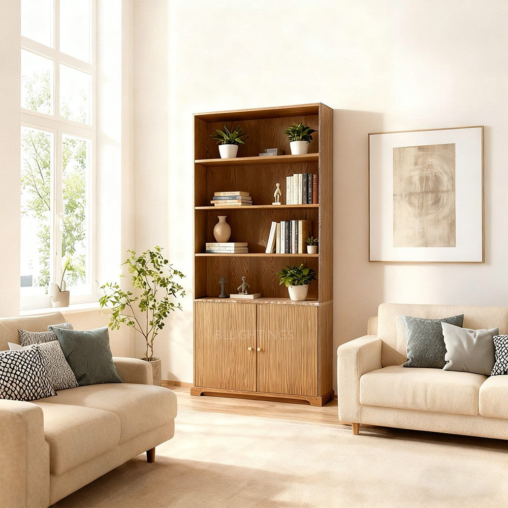 Ganvieve Emperador Reeded Sideboard & Hutch