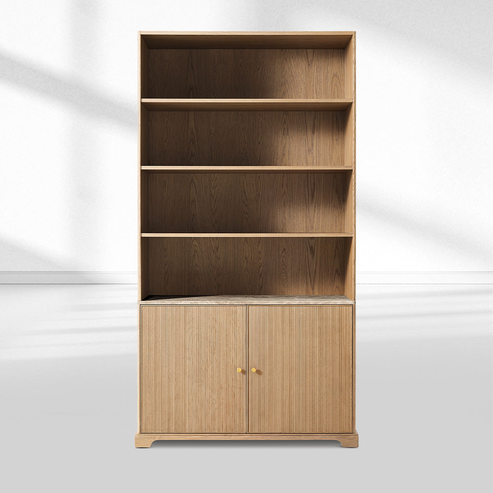 Ganvieve Emperador Reeded Sideboard & Hutch