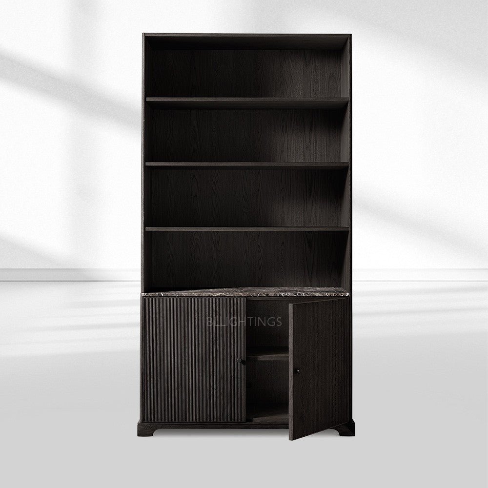 Ganvieve Emperador Reeded Sideboard & Hutch