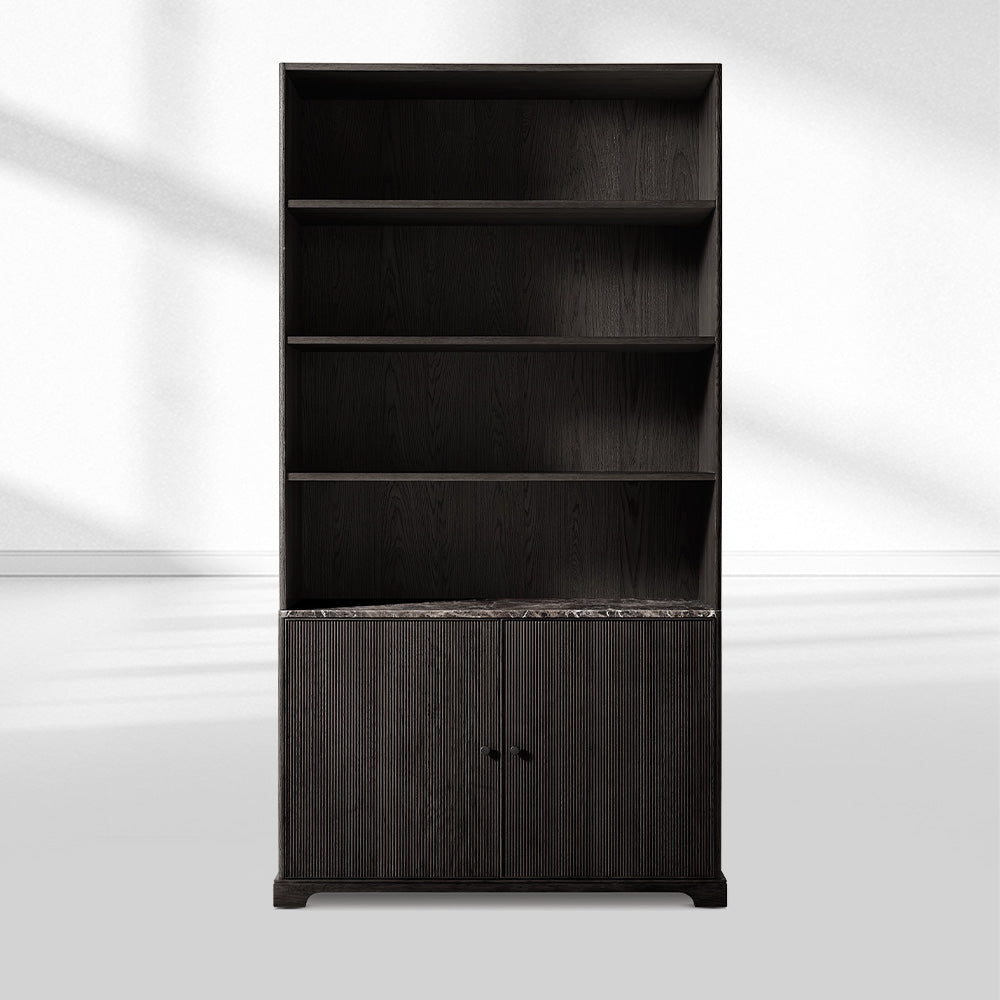 Ganvieve Emperador Reeded Sideboard & Hutch