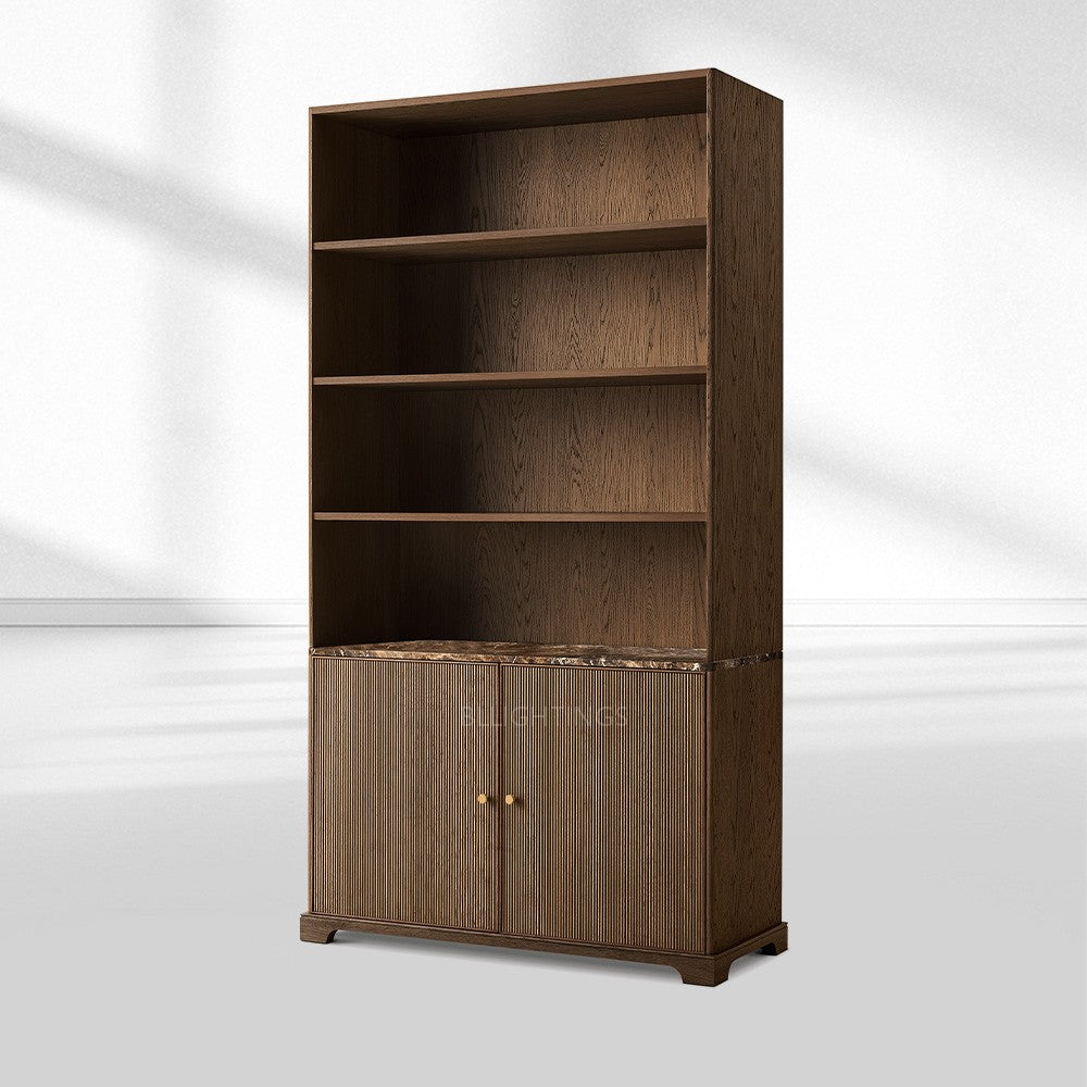 Ganvieve Emperador Reeded Sideboard & Hutch