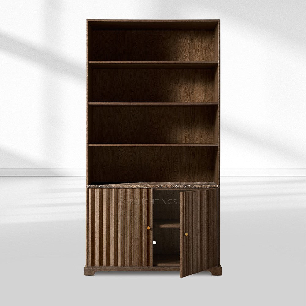 Ganvieve Emperador Reeded Sideboard & Hutch