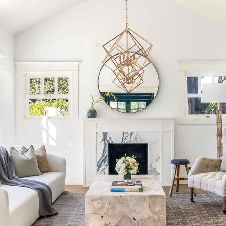 Geosu Metal Four-Light Chandelier 30"