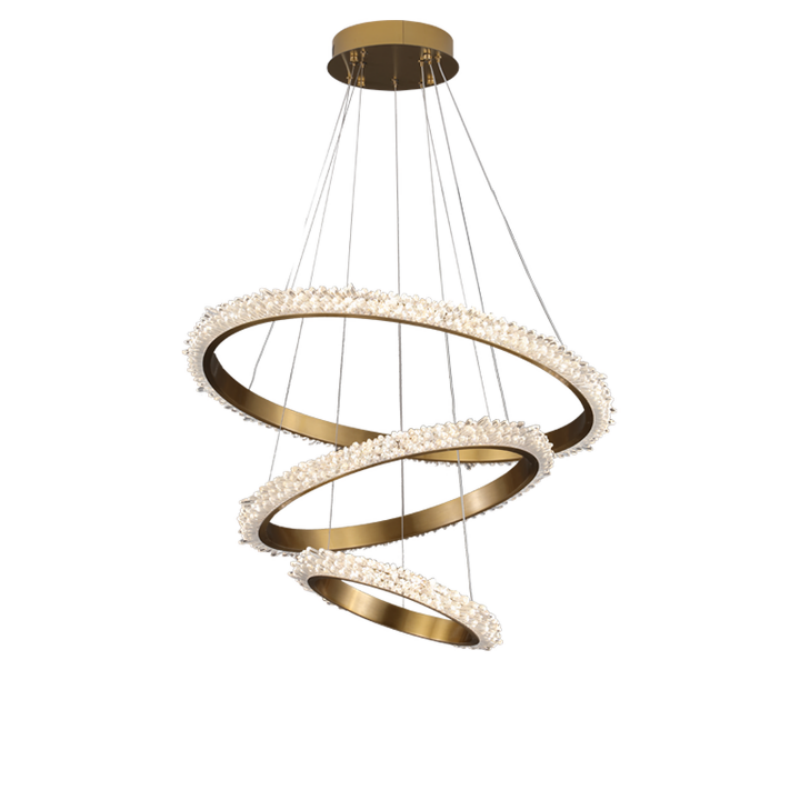 Gina Contemporary K9 Crystal Halo Circle Foyer Chandelier