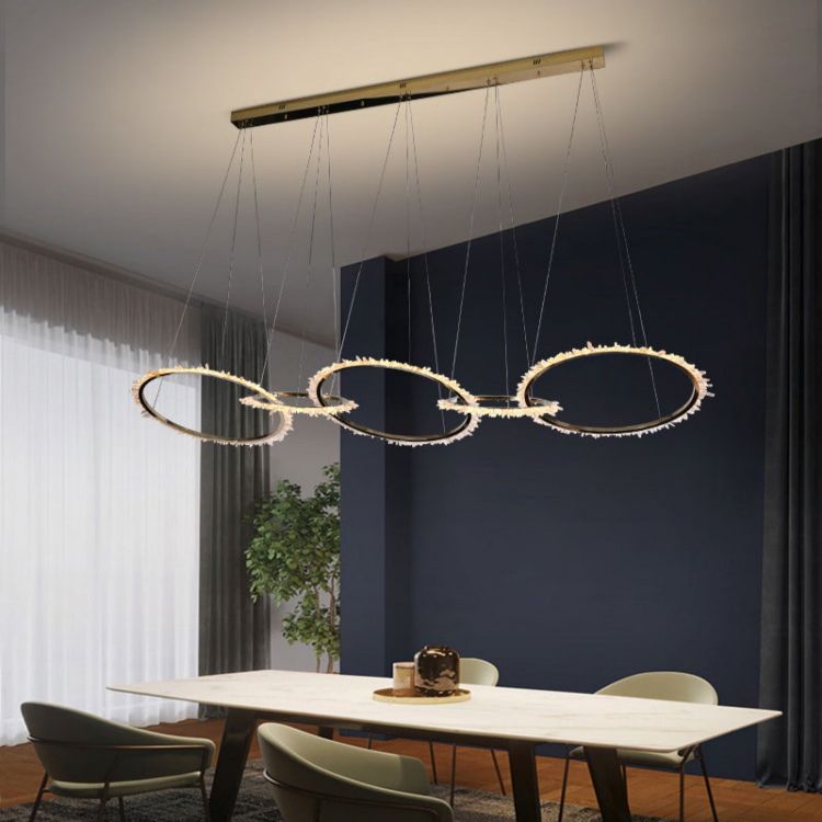 Gina Modern Living Room Crystal 5 Ring Chandelier