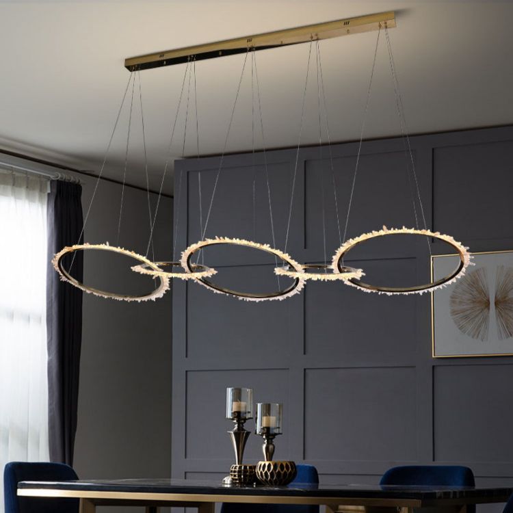 Gina Modern Living Room Crystal 5 Ring Chandelier